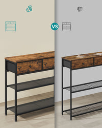 Consoletafel met 3 Stoffen Lades en 2 Roosterplanken, 98,8 cm