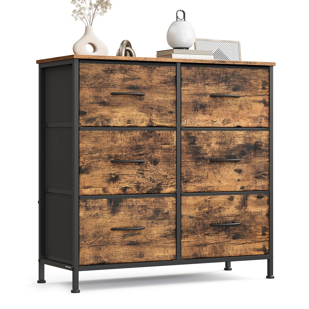 Ladekast met 6 Stoffen Lades in Industriële Stijl, 30 x 76,7 x 73,7 cm
