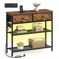 Consoletafel met 3 Stoffen Lades en 2 Roosterplanken, 76,7 cm Vintagebruin