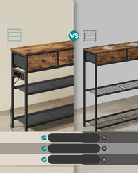 Consoletafel met 3 Stoffen Lades en 2 Roosterplanken, 76,7 cm Vintagebruin