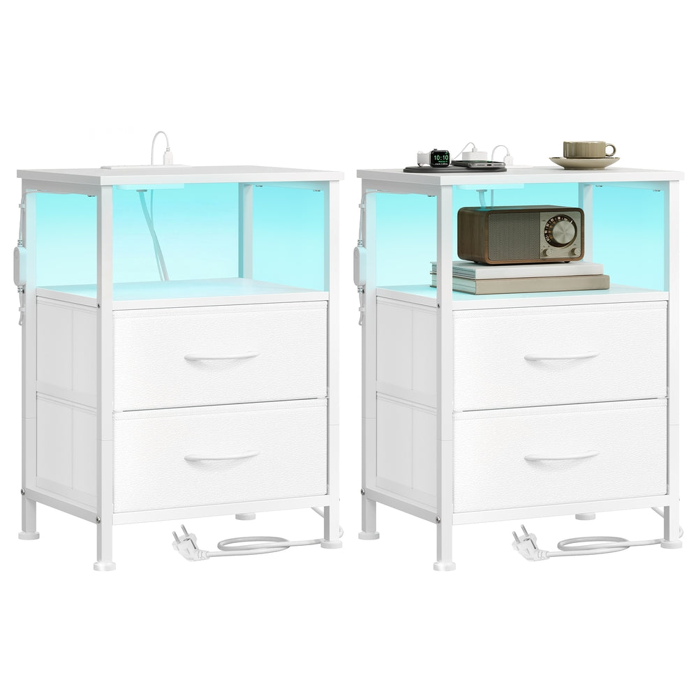 Nachtkastjes Set van 2 met Stopcontact en LED-verlichting