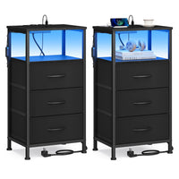 Nachtkastjes Set van 2 met Stopcontact en LED-verlichting