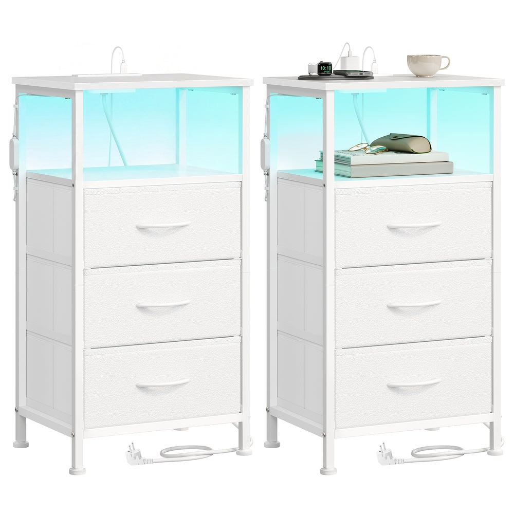 Nachtkastjes Set van 2 met Stopcontact en LED-verlichting