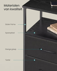Nachtkastje met Laadstation en App-bestuurde Ledverlichting, 2 Stoffen Lades en Open Vak, 60 cm Hoog