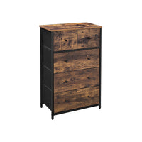 Ladekast met 5 Stoffen Lades en MDF-fronten, Vintagebruin, 56 x 30 x 93 cm