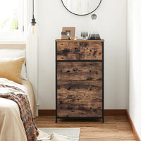 Ladekast met 5 Stoffen Lades en MDF-fronten, Vintagebruin, 56 x 30 x 93 cm