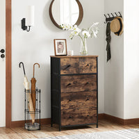 Ladekast met 5 Stoffen Lades en MDF-fronten, Vintagebruin, 56 x 30 x 93 cm