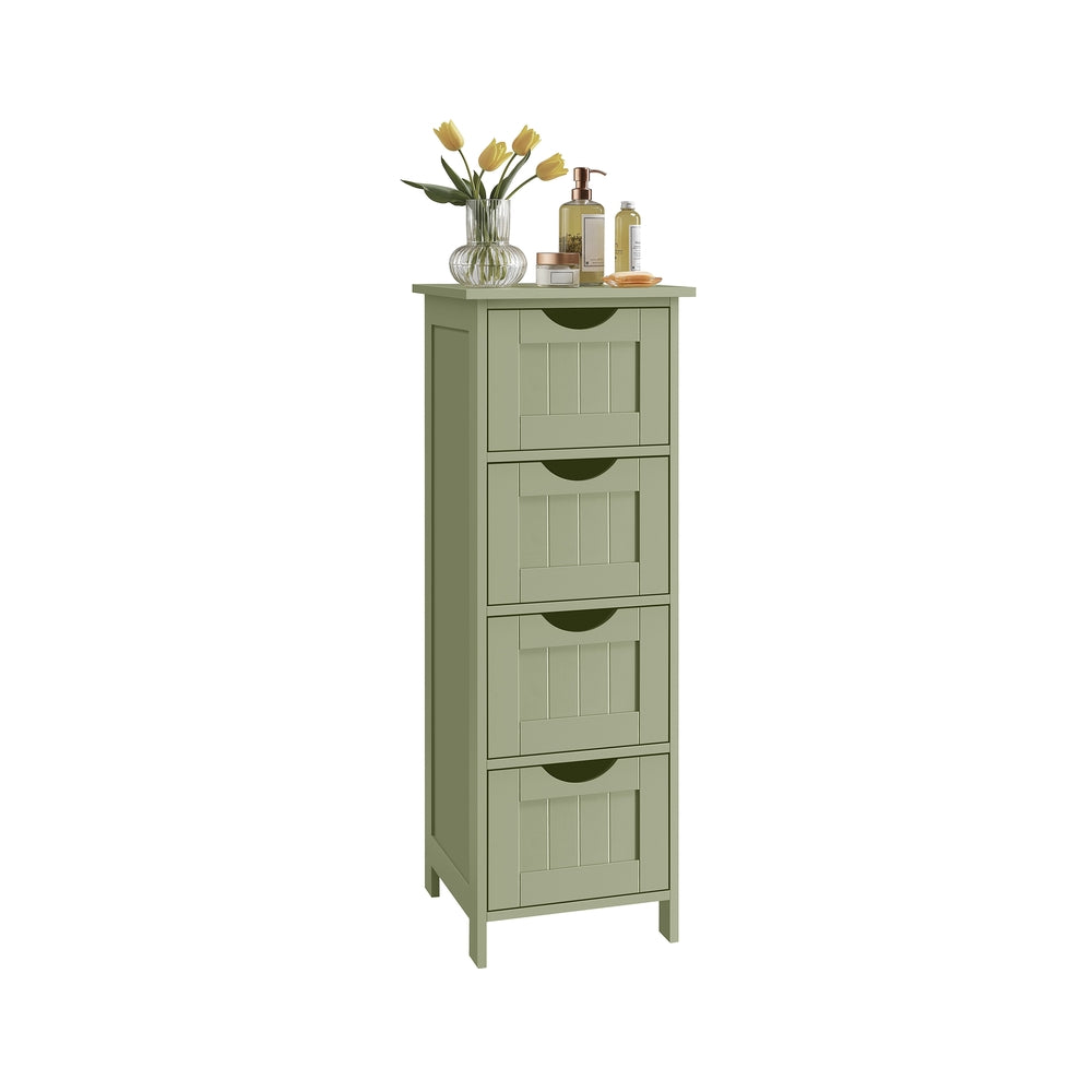 Smalle Badkamerkast met 4 Lades in Landelijke Stijl, 30 x 30 x 82 cm