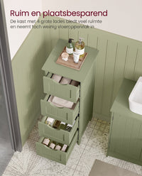 Smalle Badkamerkast met 4 Lades in Landelijke Stijl, 30 x 30 x 82 cm