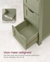 Smalle Badkamerkast met 4 Lades in Landelijke Stijl, 30 x 30 x 82 cm
