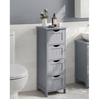 Smalle Badkamerkast met 4 Lades in Landelijke Stijl, 30 x 30 x 82 cm
