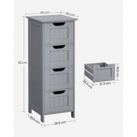 Smalle Badkamerkast met 4 Lades in Landelijke Stijl, 30 x 30 x 82 cm