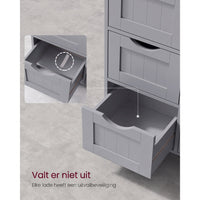 Smalle Badkamerkast met 4 Lades in Landelijke Stijl, 30 x 30 x 82 cm