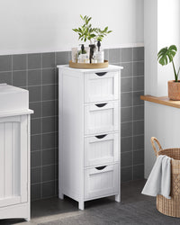 Smalle Badkamerkast met 4 Lades in Landelijke Stijl, 30 x 30 x 82 cm