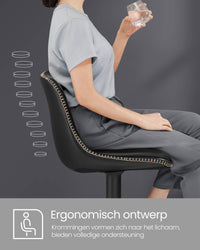 Set van 2 Barkrukken met Rugleuning en Voetsteun, in Hoogte Verstelbaar en 360° Draaibaar, Zithoogte 62-84 cm
