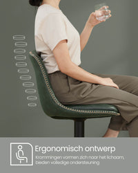Set van 2 Barkrukken met Rugleuning en Voetsteun, in Hoogte Verstelbaar en 360° Draaibaar, Zithoogte 62-84 cm
