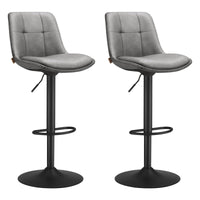 Set van 2 Barkrukken met Rugleuning en Voetsteun, in Hoogte Verstelbaar en 360° Draaibaar, Zithoogte 62-84 cm