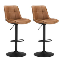 Set van 2 Barkrukken met Rugleuning en Voetsteun, in Hoogte Verstelbaar en 360° Draaibaar, Zithoogte 62-84 cm