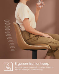 Set van 2 Barkrukken met Rugleuning en Voetsteun, in Hoogte Verstelbaar en 360° Draaibaar, Zithoogte 62-84 cm