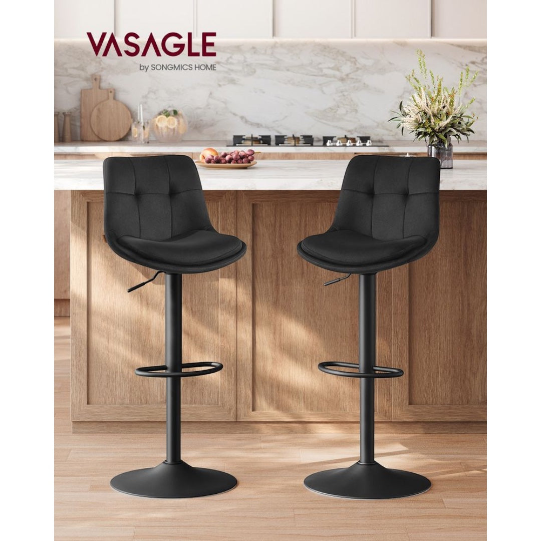 Set Van 2 Verstelbare Barstoelen met Rugleuning en 360° Draaifunctie