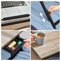 Laptoptafel met Inklapbare Bamboe Poten en Lade, 55 x 35 cm