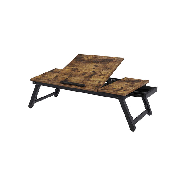 In Hoogte Verstelbare Laptoptafel van Bamboe met Inklapbare Poten, 71 x 35 cm