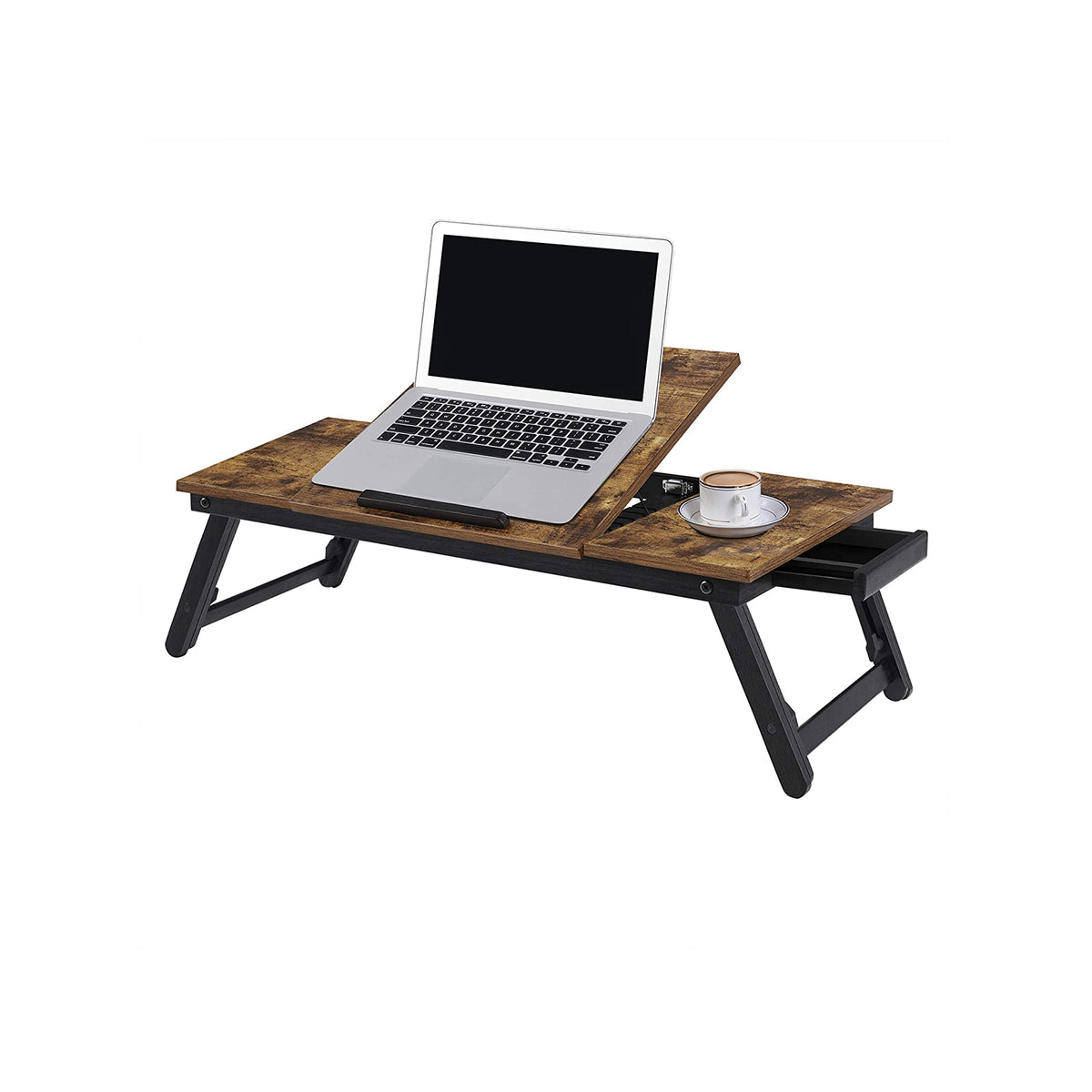 In Hoogte Verstelbare Laptoptafel van Bamboe met Inklapbare Poten, 71 x 35 cm