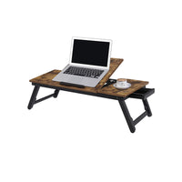 In Hoogte Verstelbare Laptoptafel van Bamboe met Inklapbare Poten, 71 x 35 cm