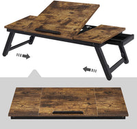 In Hoogte Verstelbare Laptoptafel van Bamboe met Inklapbare Poten, 71 x 35 cm