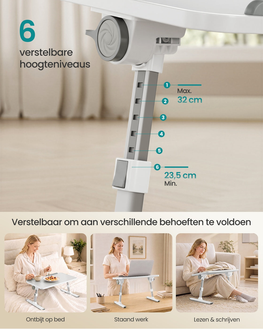 Laptoptafel met Lade voor Bed en Bank, 52 x 30 cm