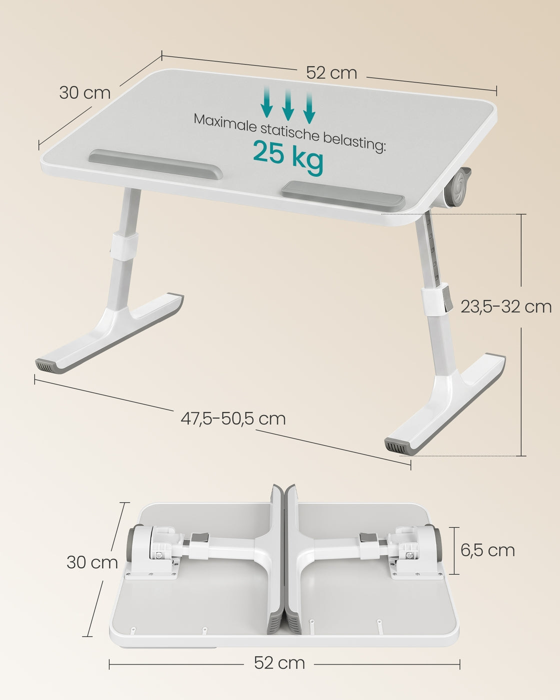 Laptoptafel met Lade voor Bed en Bank, 52 x 30 cm