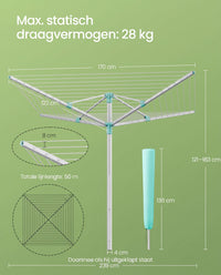 In Hoogte Verstelbare Droogmolen met 50 meter Waslijn