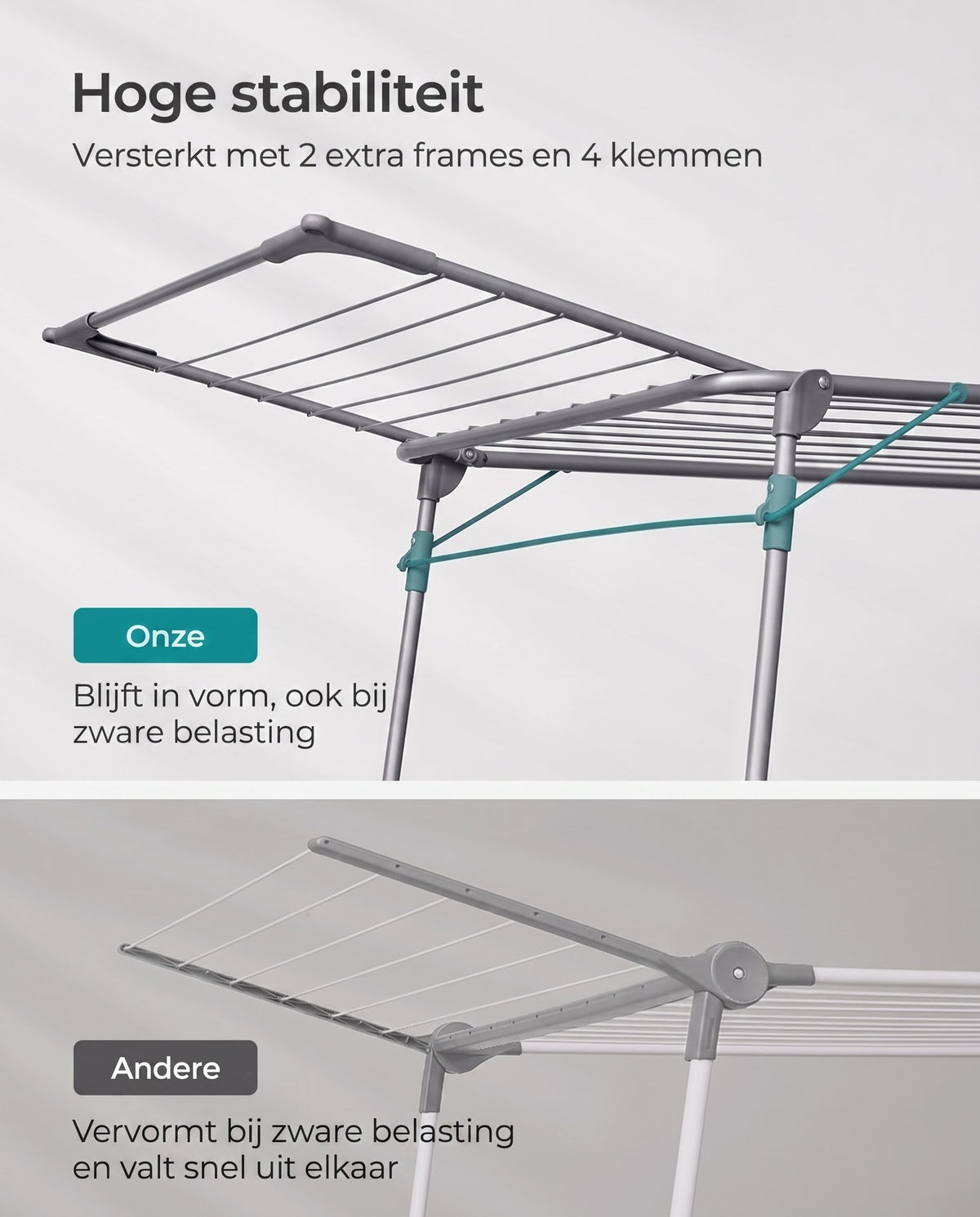 Vleugeldroogrek van Metaal met Sokkenhouders, 56,5 x 173 x 96,5 cm