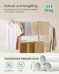 Droogrek met 4 Niveaus, Wielen en Opvouwbare Vleugels, 64 x 126 x 172 cm