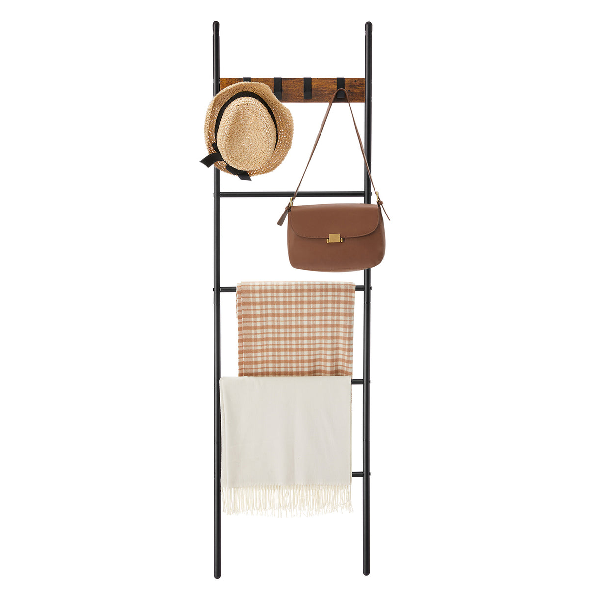 Handdoekladder met 5 Sporten en 4 Haken, 44 x 160 cm