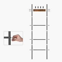 Handdoekladder met 5 Sporten en 4 Haken, 44 x 160 cm