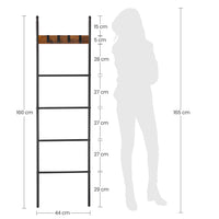 Handdoekladder met 5 Sporten en 4 Haken, 44 x 160 cm