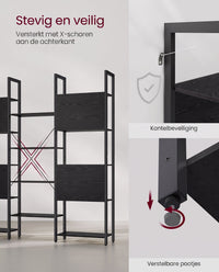 Boekenkast met 14 Planken en Metalen Frame, 158 x 166 cm