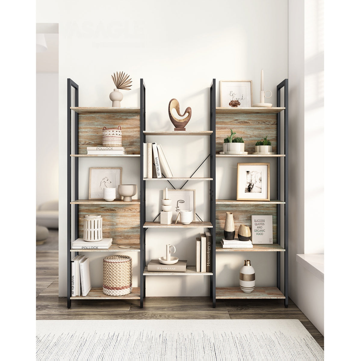 Boekenkast met 14 Planken en Metalen Frame, 158 x 166 cm