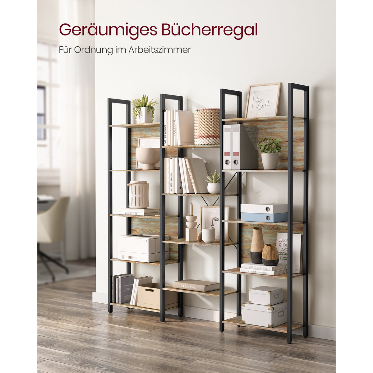 Boekenkast met 14 Planken en Metalen Frame, 158 x 166 cm