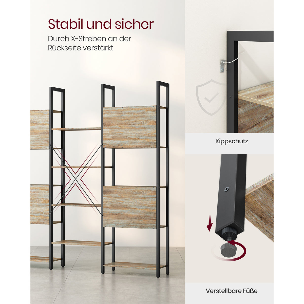 Boekenkast met 14 Planken en Metalen Frame, 158 x 166 cm