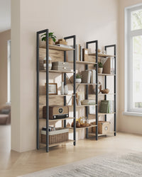 Boekenkast met 14 Planken en Metalen Frame, 158 x 166 cm