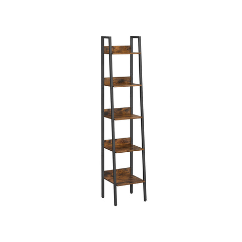 Smalle Boekenkast met 5 Planken en Achterwand, 33,8 x 170 cm