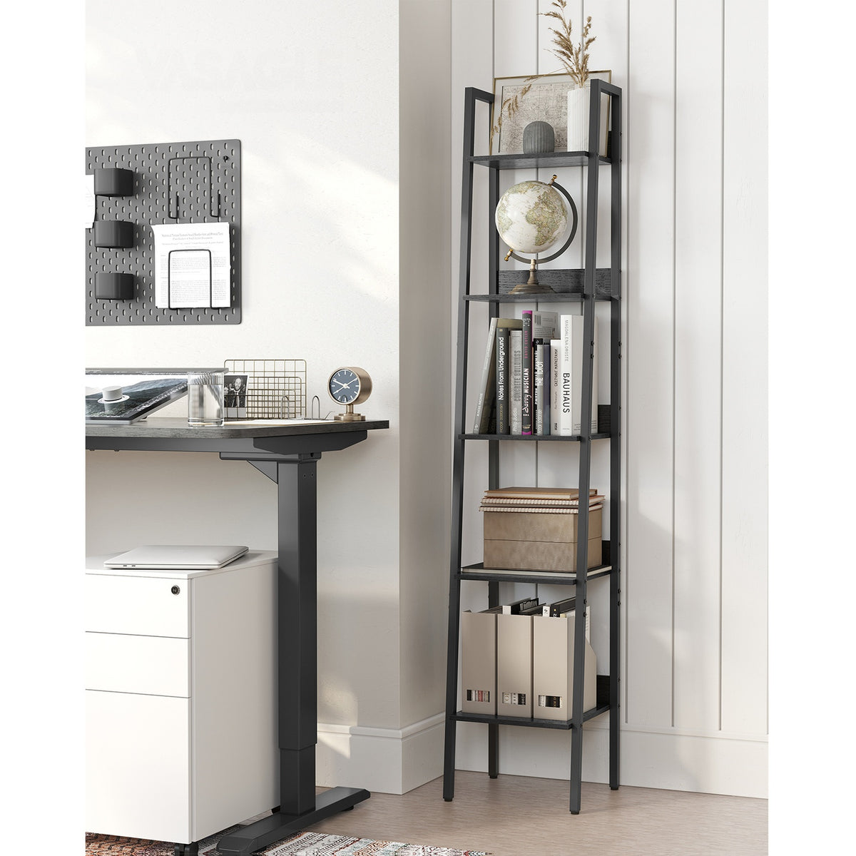 Smalle Boekenkast met 5 Planken en Achterwand, 33,8 x 170 cm