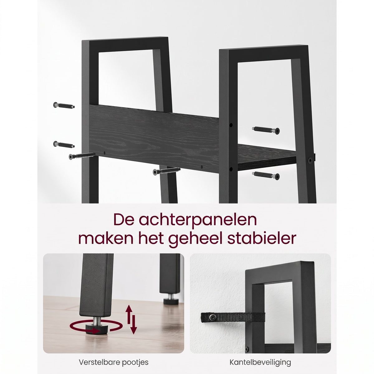 Smalle Boekenkast met 5 Planken en Achterwand, 33,8 x 170 cm