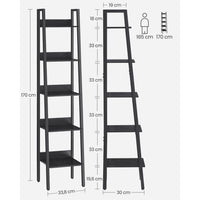 Smalle Boekenkast met 5 Planken en Achterwand, 33,8 x 170 cm