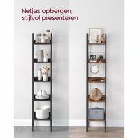 Smalle Boekenkast met 5 Planken en Achterwand, 33,8 x 170 cm