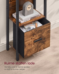 Hoekboekenkast met 5 Planken en Stoffen Lade, 165 cm Hoog