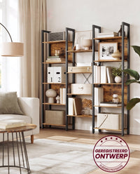 Boekenkast met 14 Planken en Metalen Frame, 158 x 166 cm