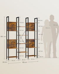 Boekenkast met 14 Planken en Metalen Frame, 158 x 166 cm